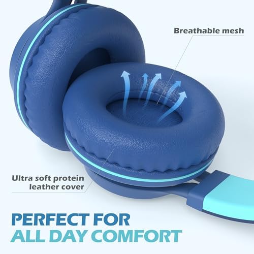 Premium AILIHEN C8 Kids Wired Headphones – Foldable On-Ear Design with Adjustable Volume Control and Built-In Microphone for Safe Listening – Perfect for School, Travel, and Home Use (Black/Blue) – Exceptional Sound Quality for Young Audiophiles and Learning Environments