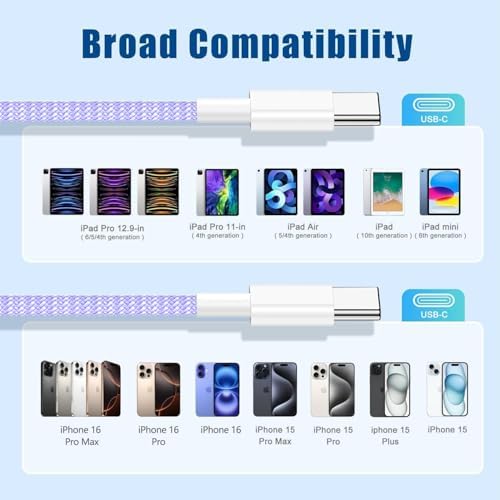 Ultra-Long 10 FT i Phone Fast Charger Cable – Type C to Lightning USB-C Cord for i Phone 16 Pro Max, 15 Series, i Pad & Mac Book Pro – Rapid Charging & Enhanced Durability for Seamless Connectivity