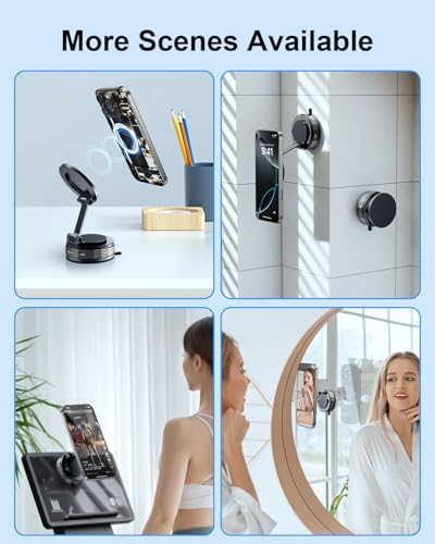 N56 Ultra Magnetic Car Phone Holder for i Phone 14-17 Pro Max and Mini – Heavy-Duty Suction Cup Mount with 360-Degree Rotation – Ideal Dashboard, Windshield, and Wall Solution for Enhanced Mag Safe Use and Safe Driving Experience