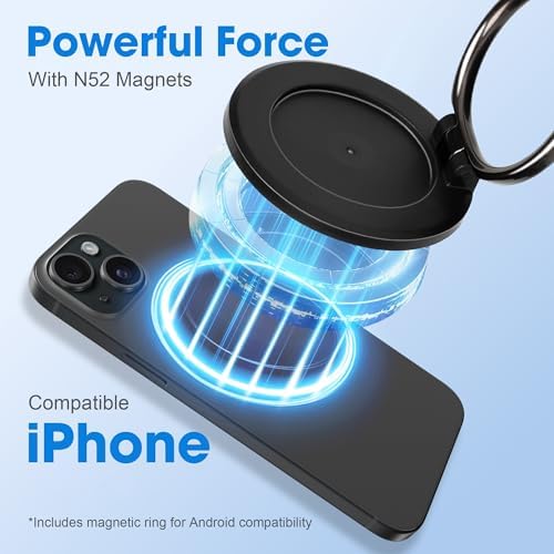 Ultra-Stable Magnetic Car Phone Mount with Vacuum Suction – 80 LBS Capacity for Secure Dashboard & Windshield Positioning, 360° Adjustable for Perfect Viewing Angles, Effortless One-Hand Operation for i Phone & Android – Elevate Your Driving Safety and Convenience Effortlessly