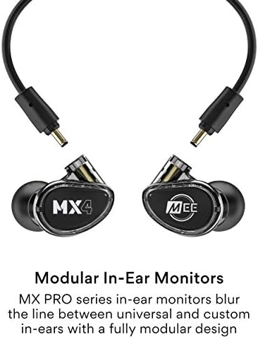 MEE audio MX1 PRO Dynamic Driver In-Ear Monitor Headphones – Professional Quality Sound Isolation Earbuds with Memory Wire Comfort, Detachable Cables, and Transparent Design for Musicians and Audiophiles – Exceptional Audio Clarity for Live Performances and Studio Sessions