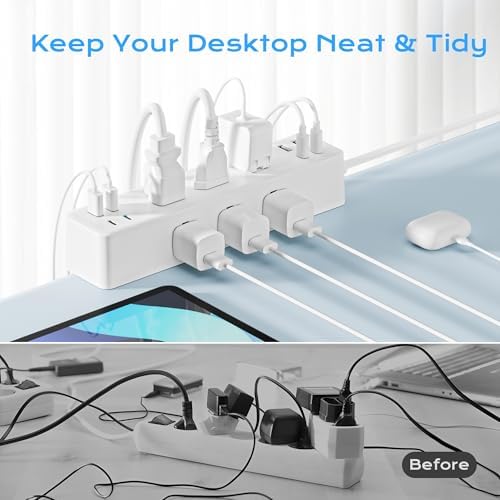 Revolutionize Your Workspace with ACOZVIN 17-in-1 Desk Clamp Power Strip – 40 W Fast Charging Hub, 9 AC Outlets & 8 USB Ports (4 USB-C) for Ultimate Device Connectivity, 10 ft Flat Plug Surge Protector Perfect for Home Office Efficiency and Safety