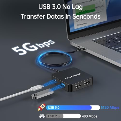 Elevate Your Work Efficiency with the ACASIS Dual HDMI Docking Station – Power Up with 100 W PD Charging, Experience Stunning 4 K Display, and Enjoy Lightning-Fast 5 Gbps USB-C & USB-A Connectivity for Dell, HP, Lenovo, Surface, and Yoga Laptops – The Ultimate All-in-One Hub for Professionals and Tech Lovers