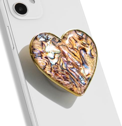 Chic Natural Seashell Heart-Shaped Phone Grip and Stand – Elegant Crème Mobile Accessory for Smartphones and Tablets – Ideal Collapsible Holder for Trendsetters Seeking Style and Functionality – Durable, Portable Design for Effortless Hands-Free Viewing