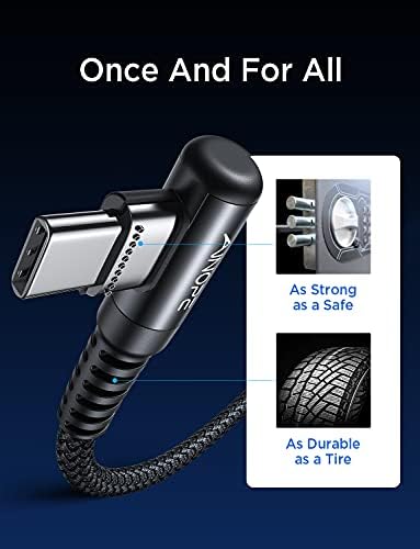 Revolutionize Your Charging with AINOPE 60 W USB C Cable 2-Pack – 10 ft Durable Nylon Braided Right Angle Type C Charger for i Phone 16 Pro Max, Samsung S24, and i Pad Pro – Fast Charging, Enhanced Compatibility, and Long-Lasting Performance