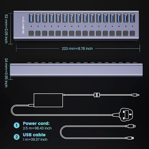 Unleash Your Productivity with the ACASIS 10-Port USB C Hub – Ultra-Fast 10 Gbps Data Transfer, 60 W Power Adapter, Individual Port Control, and Stylish Aluminum Build for Seamless Multi-Device Connectivity in Any Professional Environment