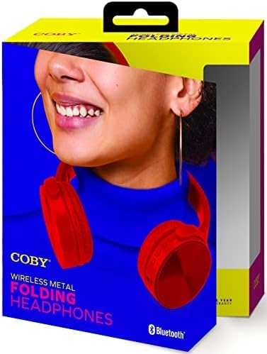 Coby Ultra-Portable High-Fidelity Bluetooth Over-Ear Headphones – Stylish Blue Design with 10-Hour Battery Life for Optimal Comfort and Wireless Freedom, Perfect for Music Lovers on the Go