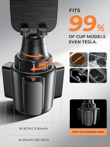 LISEN Adjustable Cup Phone Holder for Cars – 360° Long Neck Mount for Hands-Free Driving in SUVs, Trucks, and Golf Carts – Secure Fit for 4-7″ Smartphones Including i Phone, Samsung, and Google – Maximize Stability and Safety for Effortless Navigation and Communication