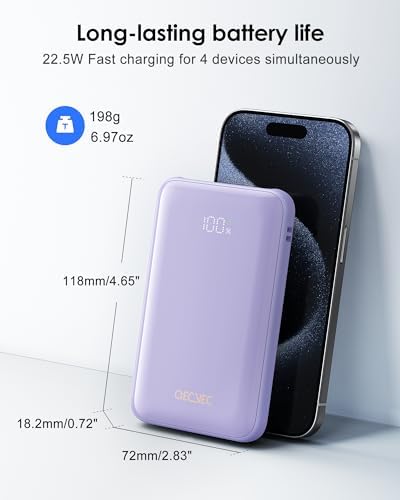 10000 m Ah Portable Power Bank with Built-in Cable – 22.5 W PD Fast Charging, Compact & Lightweight Charger for Apple, Samsung, Google, Motorola – Sleek Grey Design for On-the-Go Convenience and Enhanced Compatibility