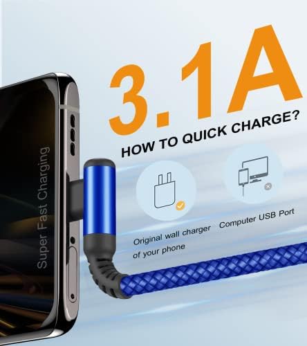 sweguard 10 FT Right Angle USB Type C Charger Cable – Durable Nylon Braided 2-Pack for i Phone 15/16 Pro Max & Samsung Galaxy Models – Enhanced Fast Charging & Tangle-Resistant Design for Ultimate Convenience and Performance