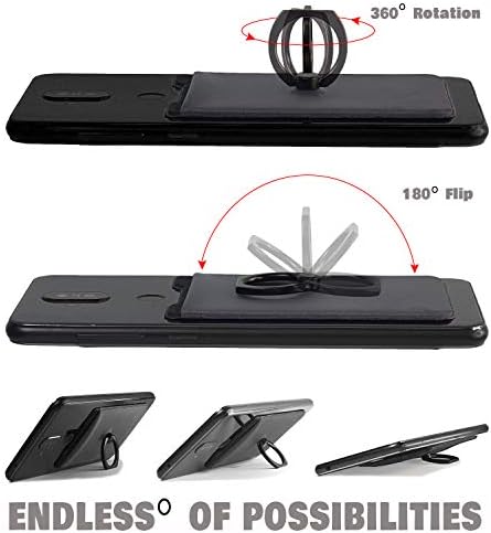 Gecko Universal Phone Ring Wallet – 360° Swivel Grip with Strong Adhesive for Credit Cards and Cash – Enhanced Stability and Comfort for Selfies, Videos, and Everyday Use – Compatible with All Cell Phone Models – Durable, Magnetic Mount Ready – Gray Finish – 90-Day Satisfaction Guarantee