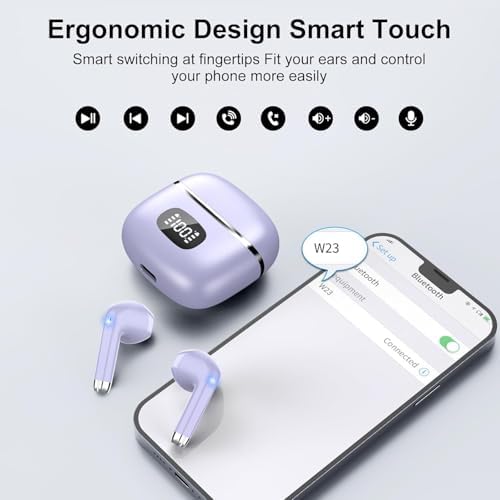 Elevate Your Audio Experience with POMUIC Bluetooth 5.3 Wireless Earbuds – Experience Hi-Fi Stereo Sound with Immersive Deep Bass and Advanced Noise Cancellation – Four ENC Microphones for Crystal-Clear Calls – Dual LED Battery Indicator for Effortless Monitoring – Enjoy Up to 40 Hours of Playtime for Nonstop Enjoyment – Ergonomically Designed for Maximum Comfort During Long Listening Sessions – Effortlessly Connects to Smartphones, Tablets, and Laptops – Transform Your Everyday Listening with Unmatched Clarity and Style!
