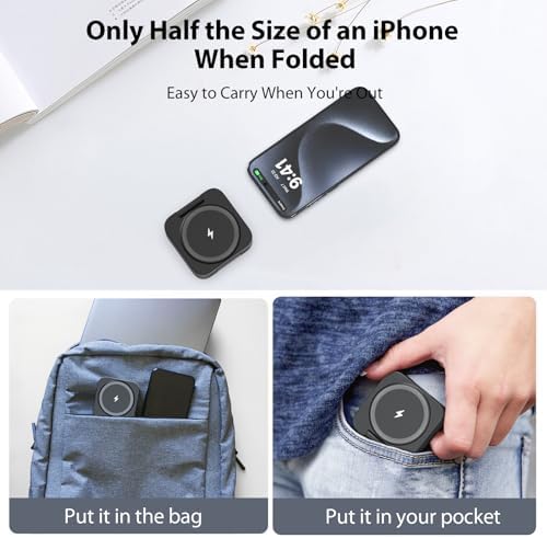 Revolutionary 3-in-1 Fast Wireless Charging Station – Magnetic & Foldable for Seamless Charging of i Phone 16/15/14/13/12/Pro/Max, Apple Watch 9/8/7/6/5/4/3/SE, and Air Pods 3/2/Pro – Compact, Portable, and Efficient 5 W Power Solution for the Modern User