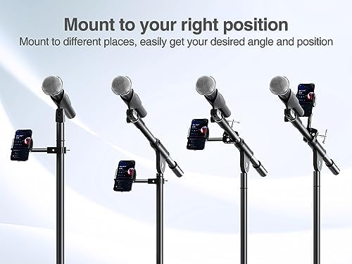 elitehood 360 Swivel Tilt Phone Holder and Mount, Adjustable for Music Boom Mic and All iPhone, Android Cell Phone – Enhanced Compatibility and Speed