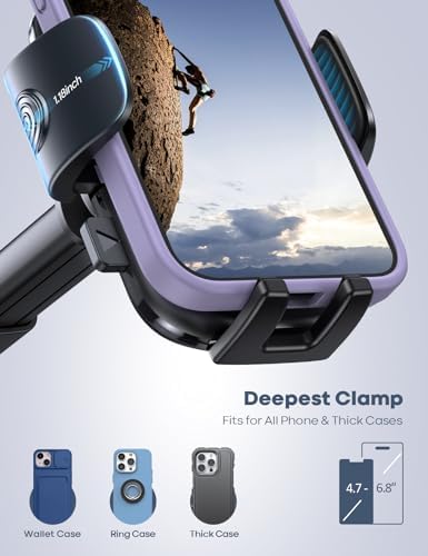 Lamicall 360° Adjustable Car Phone Holder with Military-Grade Suction Cup – Secure Smartphone Mount for i Phone 16 & Galaxy Models – Effortless Quick-Release Design for Safe Driving and Optimal Viewing Angles in Any Vehicle