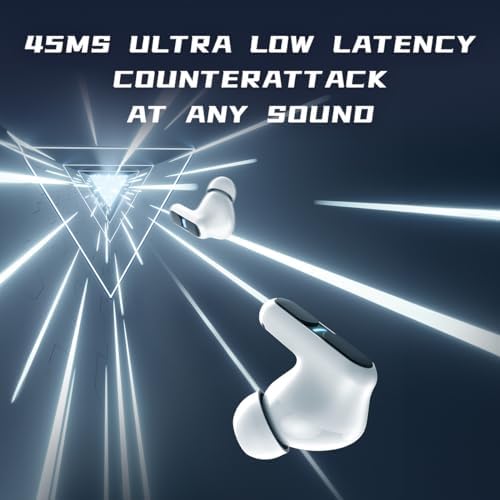 Langsdom Theta PRO Wireless Earbuds – Superior Sound with Enhanced Bass & 30-Hour Playtime for Gaming & Multimedia | Ultra-Low Latency 45 ms Bluetooth 5.3 Connectivity, Integrated Microphone for Clear Voice Calls, Optimal for TV, Smartphones & Laptops