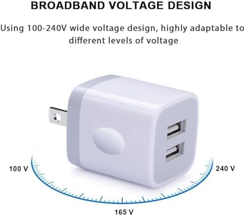 Fast Charging Dual-Port USB Wall Charger Adapter – 5-Pack 2.1 Amp Power Block for i Phone 16/15/14/13/12/11, Samsung & Android Devices – Compact and Reliable Charging Solution for Home, Office & Travel