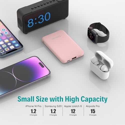 Ultra-Slim 6000 m Ah Portable Charger with Built-in Cables – Lightweight Fast Charging Power Bank for i Phone, Samsung, and Android Devices – Perfect Travel Companion for On-the-Go Power Solutions