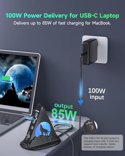 Experience Unmatched Connectivity with the 8-in-1 USB C Hub Multiport Adapter – 4 K HDMI Output, 100 W Power Delivery, and Vibrant RGB Lighting for Mac Book, Surface & i Mac – Effortless File Transfers with USB-A 3.0, USB-C, and SD Card Reader – Your Go-To Accessory for Enhanced Productivity and Seamless Device Integration