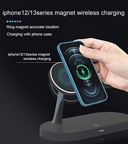 Maximize Your Charging Efficiency with the 5-in-1 Magnetic Wireless Charging Hub – High-Speed 15 W Mag-Safe Dock for i Phone 15/14/13/12, Apple Watch Series 7/SE/6/5/4/3/2, and Air Pods 3/2/Pro – The Ultimate All-in-One Charging Solution for Seamless Device Management and Clutter-Free Workspace