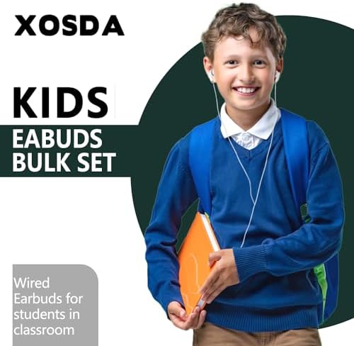 Bulk 100 Pack Classroom Earbuds – Lightweight and Durable Headphones for Enhanced Student Focus, Tangle-Free Design Perfect for Interactive Learning, Compatible with Tablets and Laptops, Ideal Audio Solution for Group Activities and Educational Presentations
