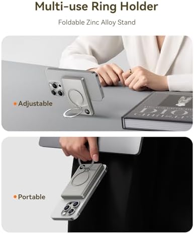 Revolutionize Your Mobile Charging with the Kuulaa 10,000 m Ah Mag Safe Power Bank – Ultra-Slim, 20 W PD Fast Charging, Wireless & Portable with Kickstand and LED Display for i Phone 16/15/14/13/12 Series (Grey) – Seamless Compatibility and Enhanced Versatility