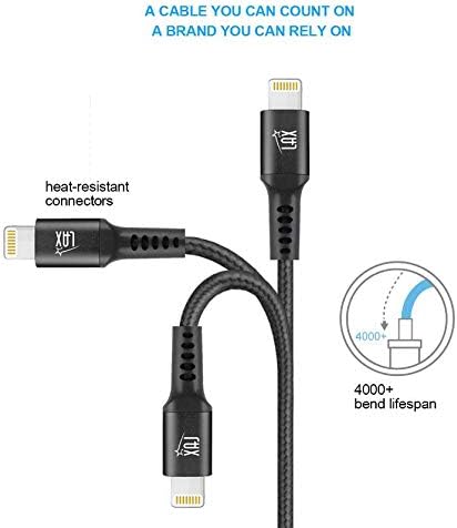 LAX MFi Certified Lightning Cable for i Phone & i Pad – 6 ft Durable Braided USB Cord with Fast Charging Capability for Enhanced Performance and Compatibility Across All Devices