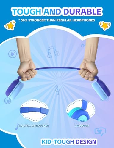 Safe Sound Bluetooth Headphones for Kids – Lightweight Wireless Earphones with 85 d B Volume Limiting for Toddler Hearing Protection – Ideal Twistable Design for School, Travel, and Home Use – Premium Audio Quality with Built-in Microphone for Clear Communication