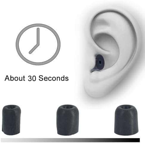 Klowcok Elite Memory Foam Ear Tips for Walker’s Rope Hearing Enhancer & Razor X/XV3.0 Earbuds – Unmatched Comfort & Superior Noise Isolation (Large, Black) – Transform Your Listening Experience with Enhanced Audio Clarity and Prolonged Wear Comfort
