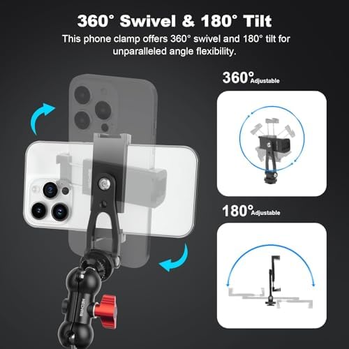 Car Phone Holder Phone Mount for Car, Double-Layer Suction Cup Camera Mount with 360° Ball Head Magic Arm, Windshield Window Car Mount for iPhone/Smartphone/DSLR/Action Camera (SY020) – Enhanced Compatibility and Speed