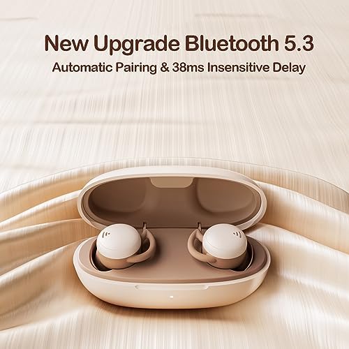 Invisible Bluetooth 5.3 Earbuds for Side Sleepers – MY002 S Noise Cancelling Earplugs with 28-Hour Battery Life – Compact & Comfortable Design in Brown – Advanced Connectivity & Immersive Sound Quality for Uninterrupted Sleep and Relaxation