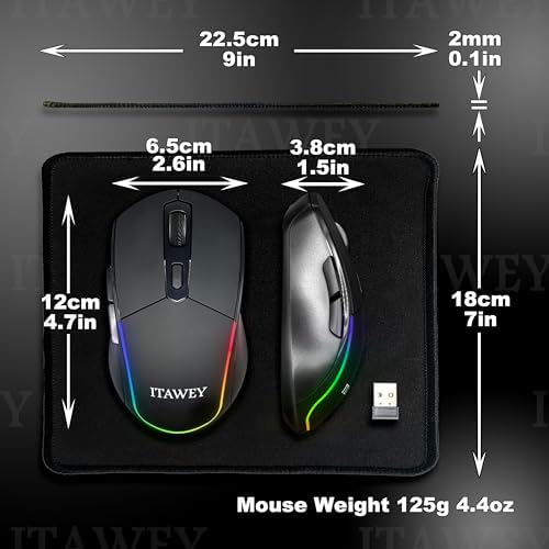 Ultimate Wireless Mouse & Pad Set – Quiet Rechargeable Bluetooth 5.2 & USB 2.4 G Dual Connectivity, 1600 DPI Precision, Compact Design for Laptops & Tablets – Enhance Your Workspace with Seamless Navigation and Productivity