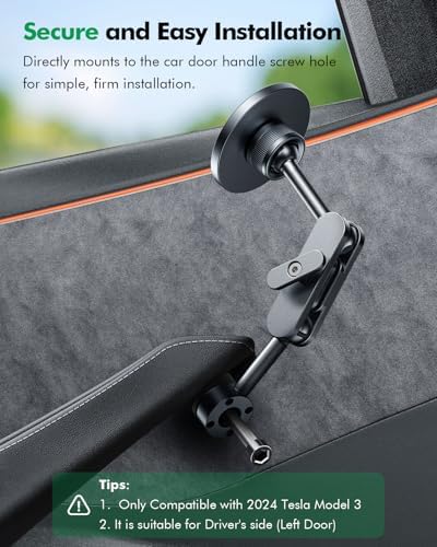 Magnetic Tesla Phone Mount for Model Y & Model 3 – Effortless Door-Install Holder for i Phone 16/15/14/13/12, Enhanced Stability & Compatibility with Mag-Safe Technology, Ideal Tesla Accessories for a Safer Driving Experience