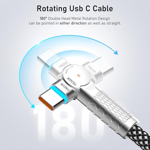 USB C to USB C Cable 10FT 240W, 180°Rotating USB C Cable Braided Type C Charger Cable Fast Charge for iPhone 16/16Pro/16Plus/16ProMax,MacBook Air,iPad Pro,Pixel,Samsung Galaxy S23/S24 Ultra-Black – Enhanced Compatibility and Speed