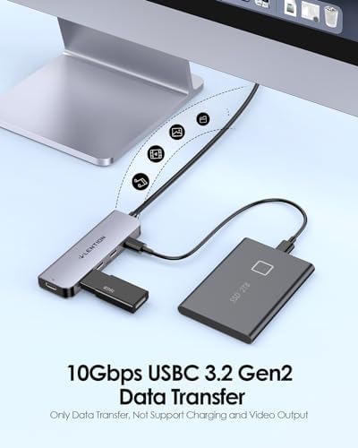 Unleash Seamless Connectivity with the LENTION USB C Hub – 4 K@60 Hz HDMI, Dual USB C & Super-Fast USB 3.2 Gen2 Ports for 10 Gbps Transfers, 100 W Power Delivery – Perfect for Mac Book Pro, Mac Book Air, i Phone 15 & Windows Laptops – Sleek Gray Design for Ultimate Versatility and Efficiency