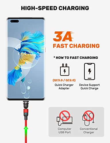 AUFU Magnetic Fast Charging Cable Set – 5 Pack (1.6 ft, 3.3 ft, 3 x 6.6 ft) – 3 A High-Speed USB C Charging & Data Transfer – Durable Nylon Braided Design – Effortless Magnetic Connection in Stylish Red – Versatile Compatibility for All Devices – Upgrade Your Charging Efficiency