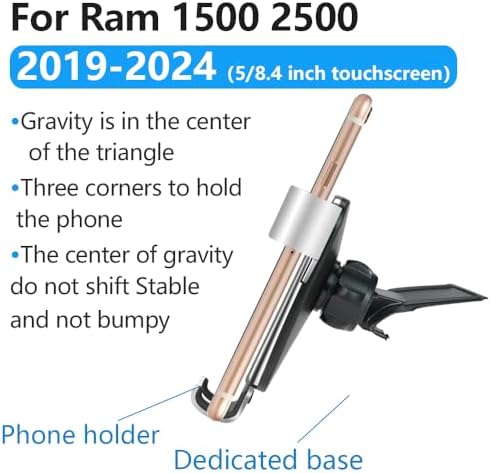 Dodge RAM 2013-2018 Premium Car Phone Holder: Enhanced Stability & Charging Cradle for 1500, 2500, 3500 Models – Ultimate Mobile Accessory for Safe Navigation & Hands-Free Communication