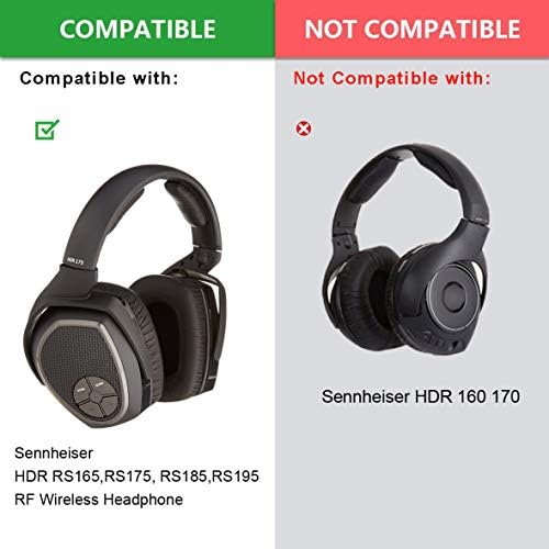 Premium Protein Leather Ear Pads for Sennheiser HDR RS165, RS175, RS185, RS195 Wireless Headphones – Enhanced Comfort with Added Thickness, Superior Sound Isolation, and Effortless Installation