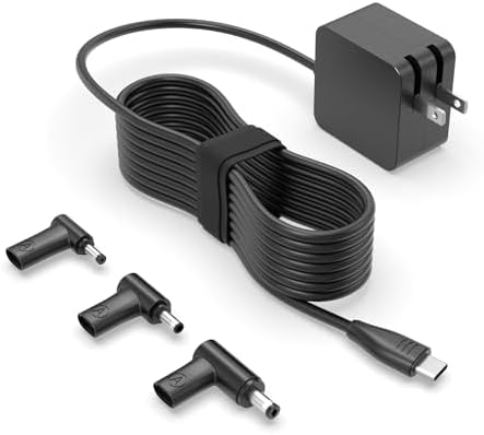 Compact Ga N Charger for Asus Laptops – Ultra Lightweight 65 W Fast Charging with Universal USB-C & Round Connectors – 40% Smaller Design, 7.5 ft Extended Cable, Certified Safety Standards, Versatile Compatibility for All Asus Models – Perfect for On-the-Go Charging