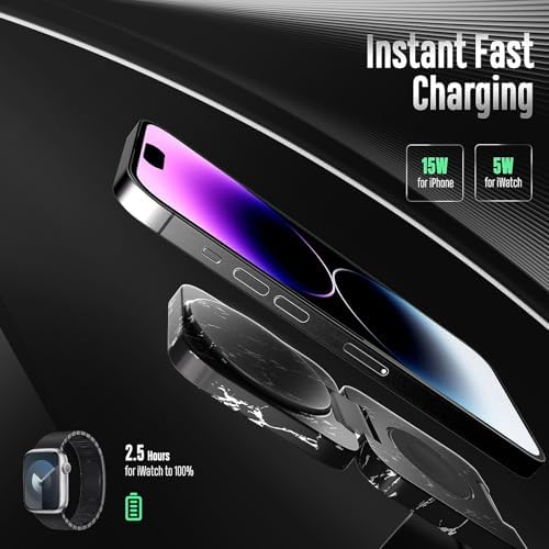 Revolutionary 3-in-1 Fast Wireless Charging Station – Magnetic & Foldable for Seamless Charging of i Phone 16/15/14/13/12/Pro/Max, Apple Watch 9/8/7/6/5/4/3/SE, and Air Pods 3/2/Pro – Compact, Portable, and Efficient 5 W Power Solution for the Modern User