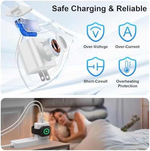 Ultimate 3-in-1 USB C Fast Charging Station for Apple Watch & i Phone – MFi Certified 23 W Dual Port Magnetic Wireless Charger for Series 1-10 & Ultra – Compact Travel Essential for Efficient Device Power and Seamless Organization