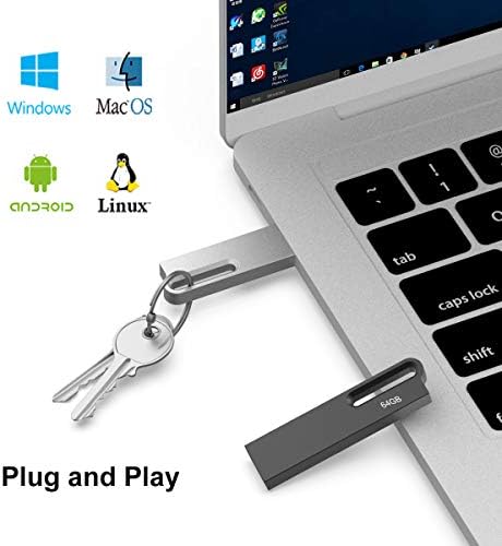 Aiibe 64 GB Flash Drive 5 Pack – Premium Metal USB 2.0 Memory Sticks, Waterproof & Portable Keychain Design for Effortless File Sharing and Secure Data Storage – Ideal for Home and Office Use