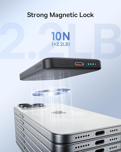 Baseus Magnetic Portable Charger for i Phone – 5,000 m Ah Qi2 Certified Wireless Power Bank with 15 W Mag Safe Compatibility & 20 W USB-C Fast Charging for i Phone 16/15/14/13/12 – Sleek, Lightweight Design for On-the-Go Power Solutions