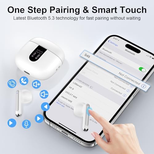 Experience Unmatched Audio Clarity with Bluetooth 5.3 Wireless Earbuds – 60-Hour Battery Life for Extended Enjoyment, IPX7 Waterproof for the Active Lifestyle, Ergonomic Design for Ultimate Comfort, Dual LED Battery Indicator for Easy Monitoring, Perfectly Compatible with Samsung Galaxy A Series & i Phone 16/15 Series – Tailored for Audiophiles and Fitness Aficionados