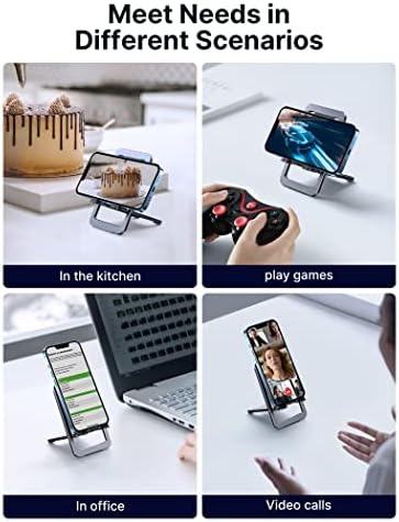 JSAUX Cell Phone Stand [2-Pack] Foldable Aluminum Adjustable Phone Holder for Desk Portable Travel Holder Office Desk Accessories Compatible with iPhone 15 14 13 12 11 Pro Max X Samsung S24 S23 Grey – Enhanced Compatibility and Speed