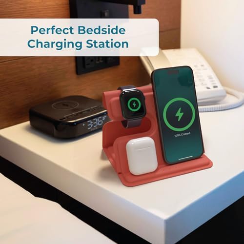 BLACK+DECKER 3-in-1 Wireless Charging Station for Apple Devices – Foldable Travel Charger Compatible with i Phone 16/15/14/13 Pro Max, Apple Watch, and Air Pods – Fast Charging, Enhanced Compatibility, Ideal for On-the-Go Users