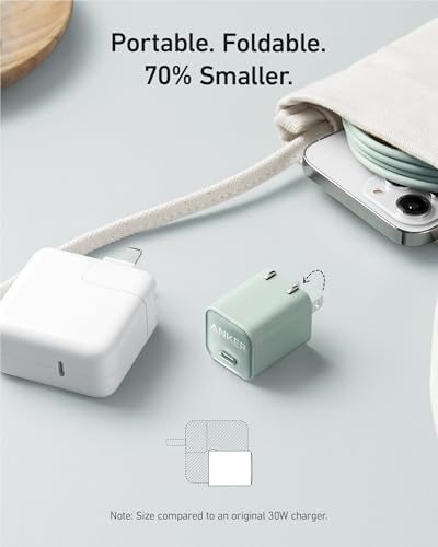 Anker Nano 30 W USB-C Charger Block – Ultra-Compact Fast Charger for i Phone 16/15, Galaxy Devices, & i Pads – Travel-Friendly Design with Power IQ 3.0 for Rapid, Efficient Charging & Enhanced Device Life – Perfect for Mag Safe Accessories and On-the-Go Power Needs