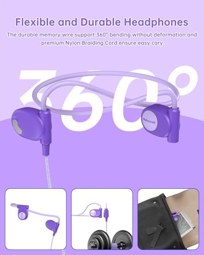 Kid-Friendly Open Ear Headphones – Vibrant Purple Lightweight Design for School and Outdoor Fun – Safe Air Conduction Technology with 3.5 mm Jack – Ultimate Comfort and Hearing Protection for Young Explorers