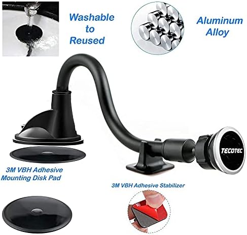 Flexible Gooseneck Magnetic Phone Holder for Car – 12-Inch Suction Cup Mount for Safe Hands-Free Navigation and Communication, Universal Compatibility for All Smartphones