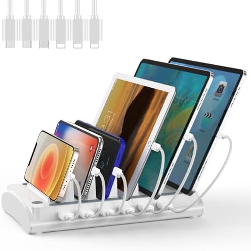 Bototek 60 W Multi-Device Charging Hub – 6-Port USB Fast Charger Dock for i Phones, i Pads, Smartphones & Tablets – Sleek Black Power Station with Advanced Safety Technology for Optimal Device Organization in Home & Office Spaces